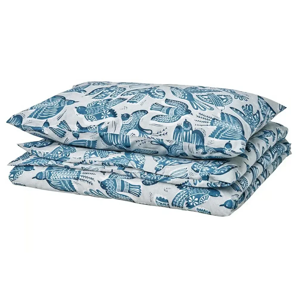 IKEA BITTERSOTA Twin Duvet Cover & Pillowcase Light Gray Blue -NEW